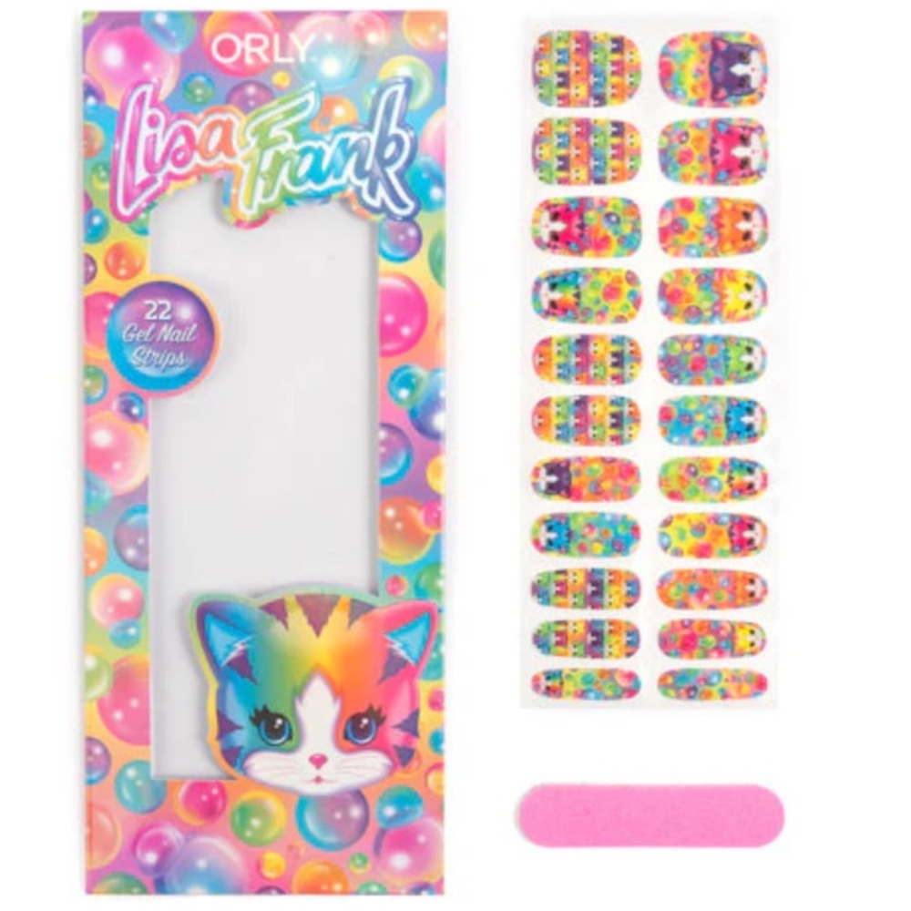 NWT Lisa Frank ORLY kitten bubbles rainbow Gel Nail Strips
